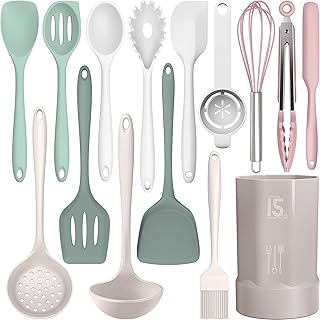 AOTHOD Silicone Cooking Utensils Set 446F Heat Resistant, BPA Free, Multicolor