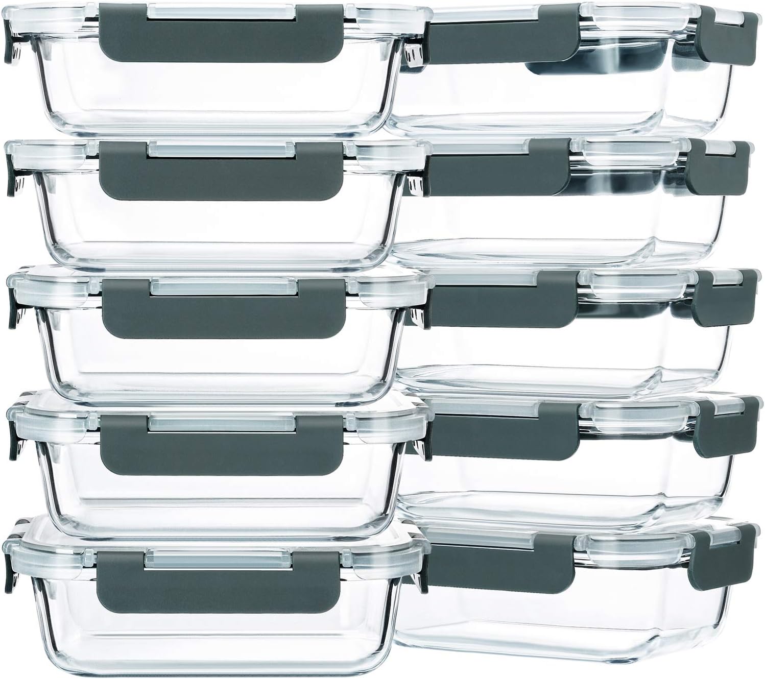 M MCIRCO 10-Pack 22 oz Glass Meal Prep Containers