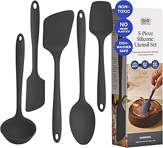 GIR 5-Piece Silicone Kitchen Utensils Set, Non-Toxic, Dishwasher Safe, Charcoal
