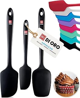 DI ORO Silicone Spatula Set, 3pc, 600F Heat-Resistant, Black