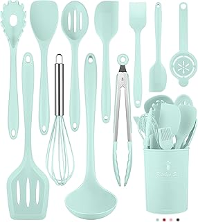 Kitchen Utensils Set - 12 Pieces Silicone Cooking Utensils Set with Holder, Dishwasher Safe