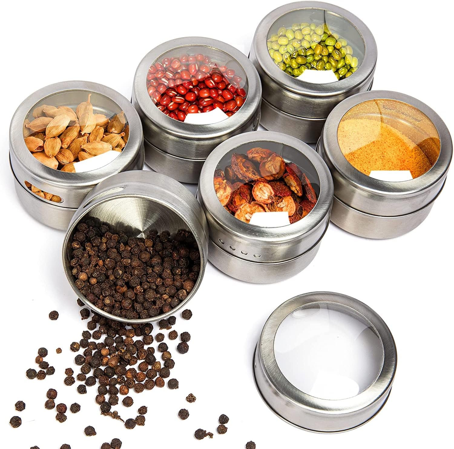 Stainless Steel Magnetic Spice and Condiment Organizer Kit