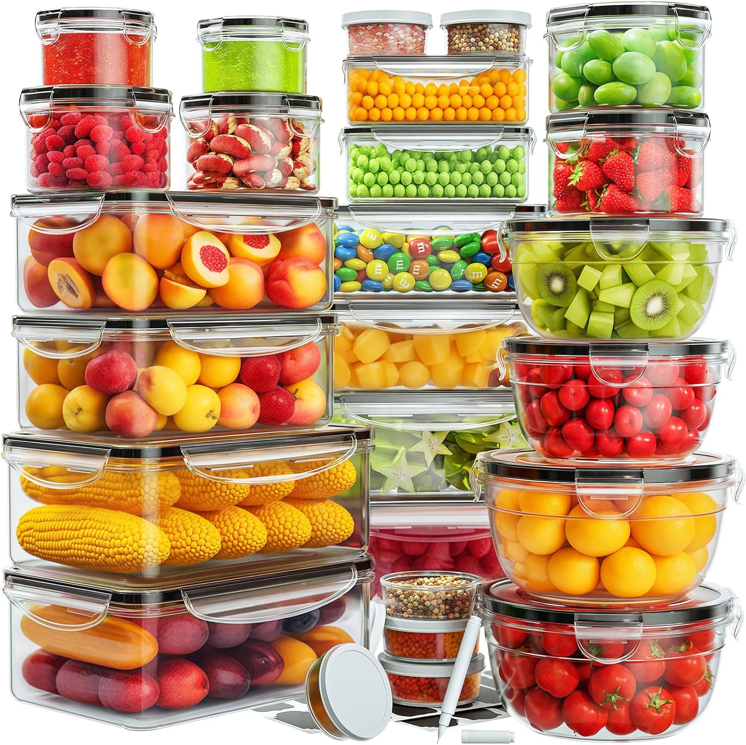 52-Piece Airtight Plastic Food Storage Container Set