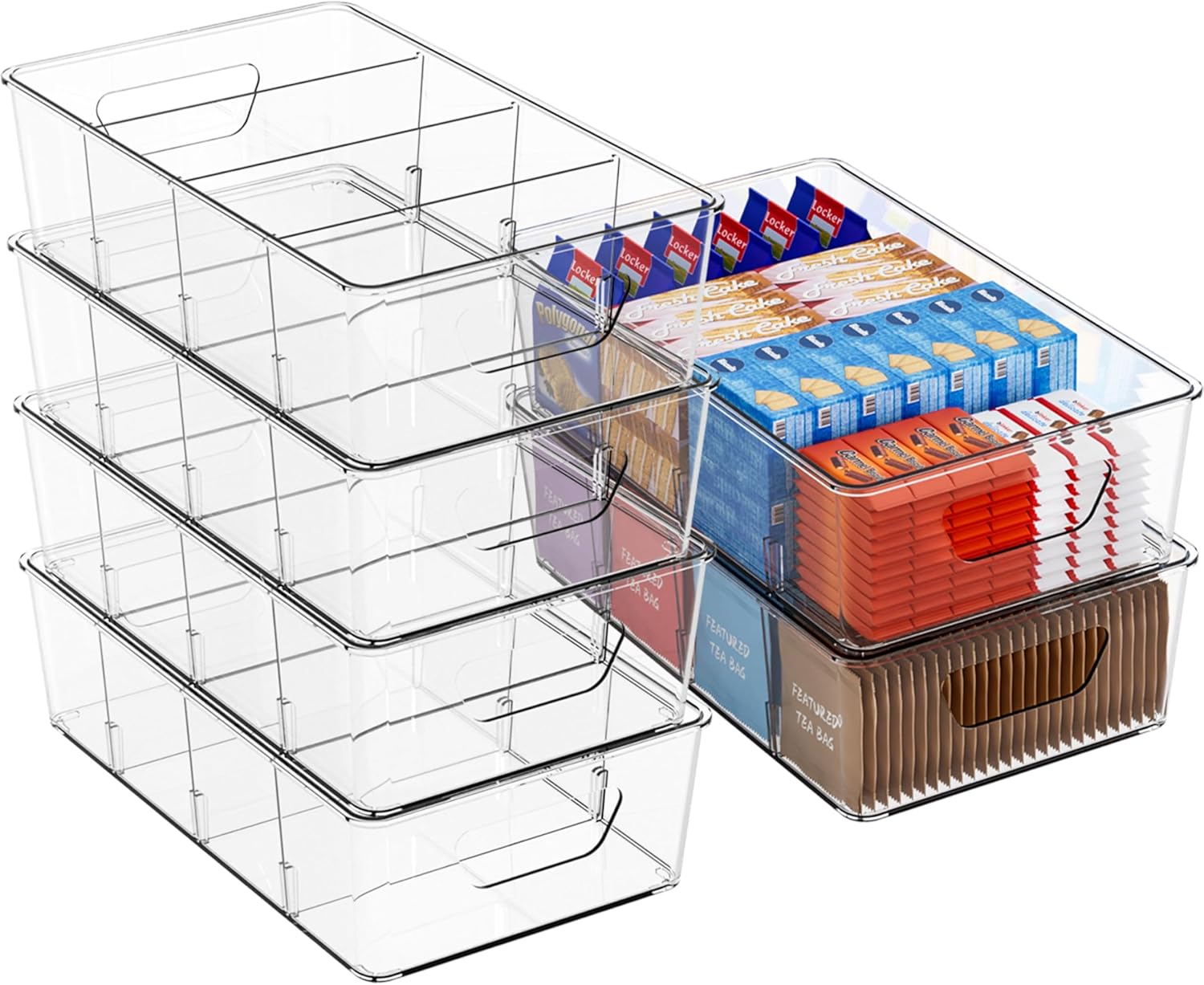 Stackable 6 Pack Snack Organizer for Pantry Shelf